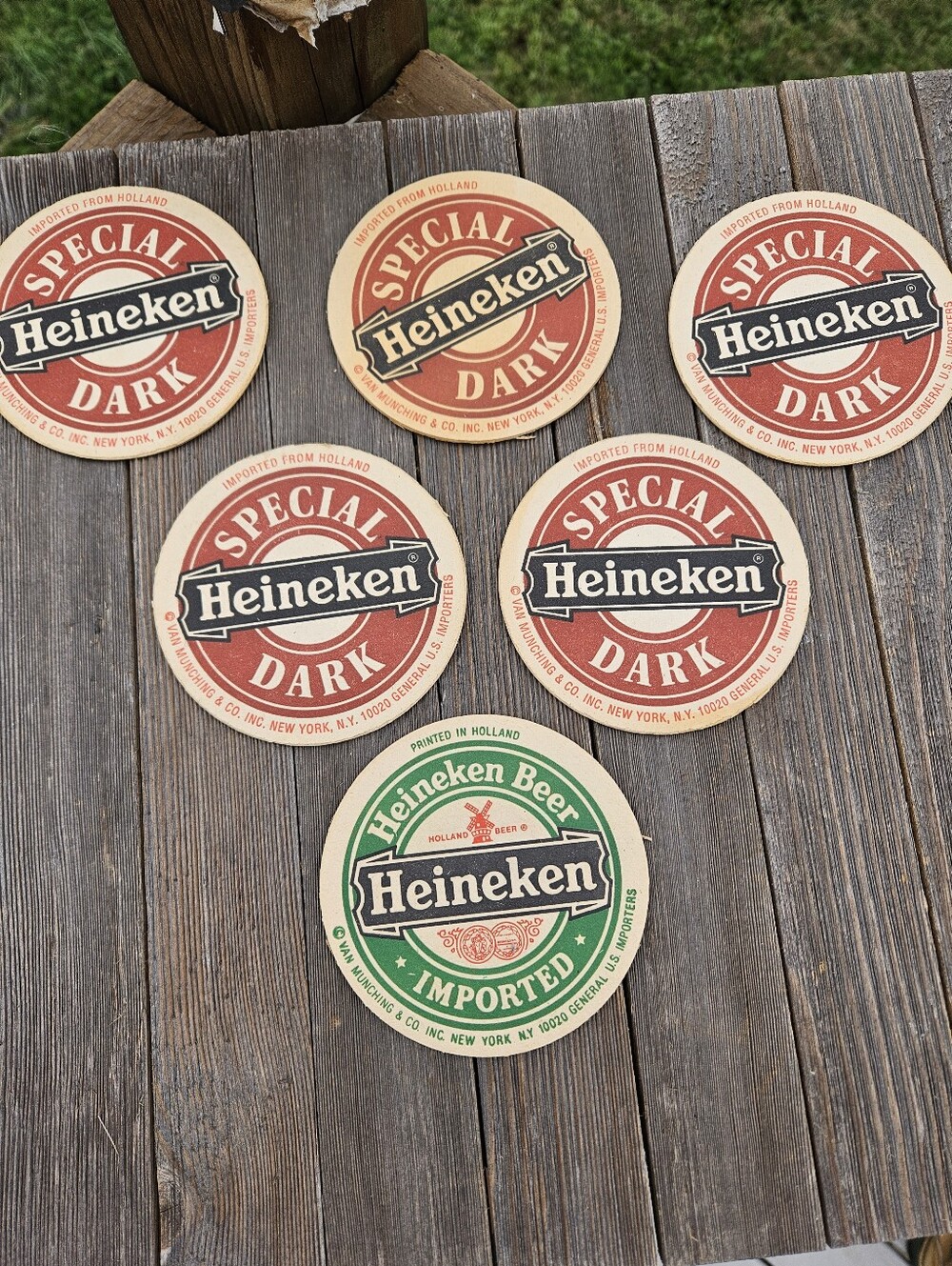 Vintage Heineken Beer Coasters Lot of 6 Special Dark Imported Cardboard Mat Bar